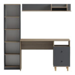 Σύνθεση γραφείου Kontor pakoworld sonoma-ανθρακί 120x50x160εκ