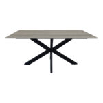 Τραπέζι Bethan pakoworld sonoma με γκρι mdf και μαύρο μέταλλο 180x90x75εκ