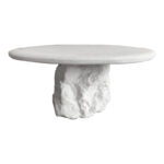 Τραπέζι σαλονιού Zinol pakoworld mdf-polyresin λευκό Φ77x36εκ