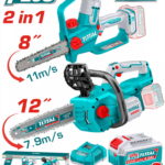 TOTAL ΕΠΑΓΓ. ΣΕΤ ΑΛΥΣΟΠΡΙΟΝΑ 8" + 12" ΜΠΑΤ. Li-ion 20V / 4Ah / 2 ΜΠΑΤ BL Motor (TOSLI251085E)