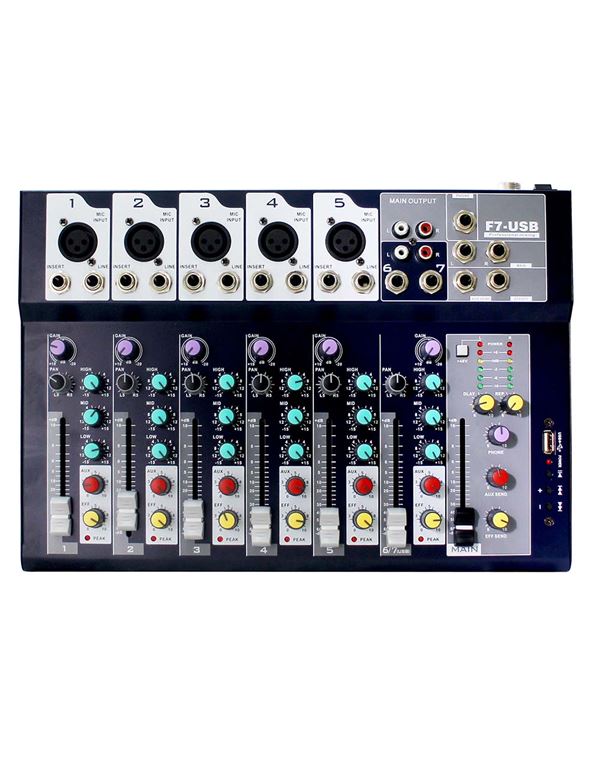 LUCKY TONE F7-USB Κονσόλα Mίξης ΄Hχου 7 Kαναλιών