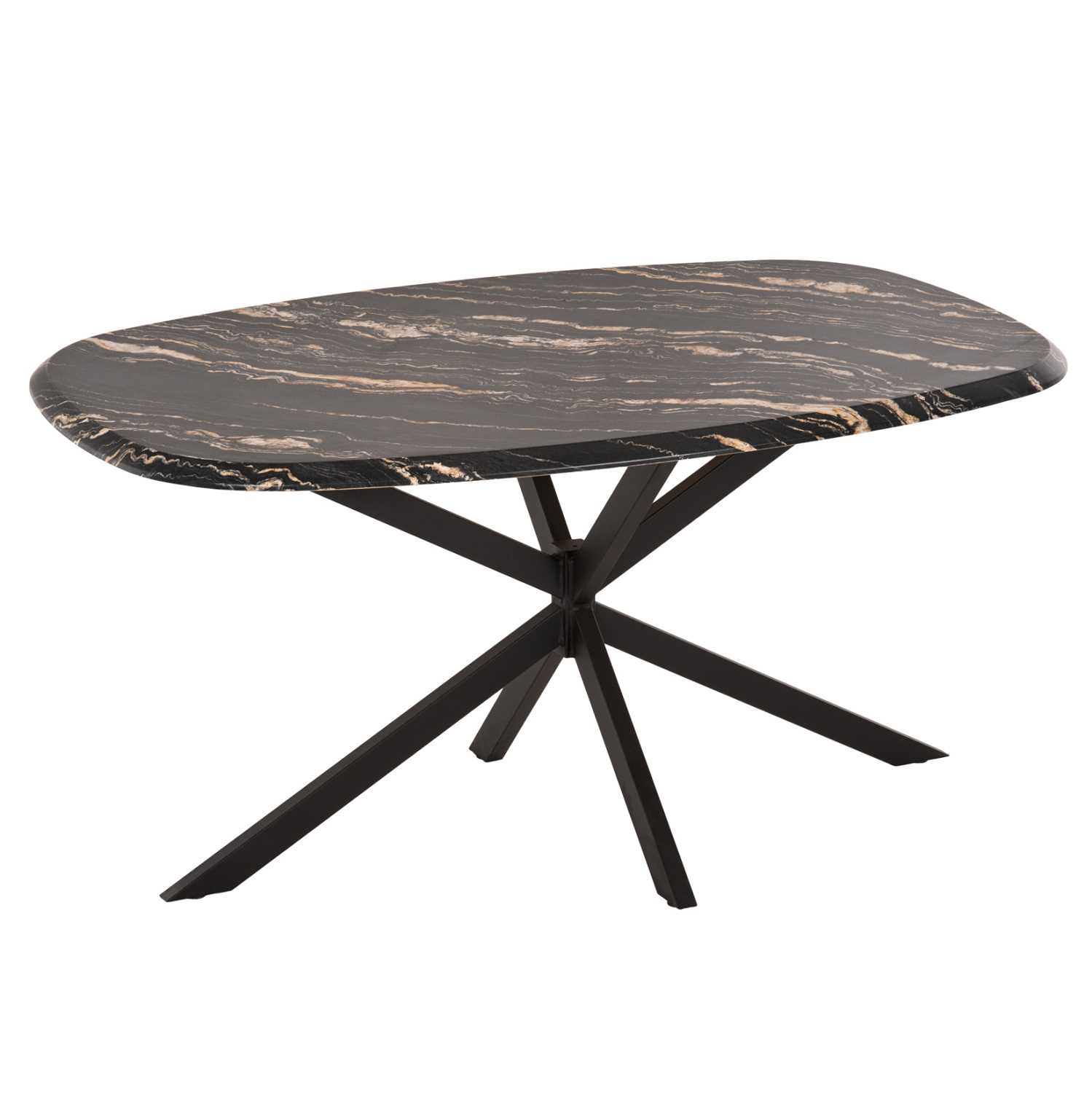 ΤΡΑΠΕΖΙ ΟΒΑΛ FB911903.02 ΜΕ WERZALIT BLACK/GOLD MARBLE-ΜΑΥΡΗ ΒΑΣΗ 146x94x75Υεκ