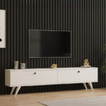 Έπιπλο τηλεόρασης Jate pakoworld σε λευκή απόχρωση 160x25x40εκ