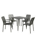Τραπεζαρία Heven Vista pakoworld σετ 5τεμ μαύρο αλουμίνιο 80x80x72εκ