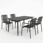 Τραπεζαρία Heven Vista pakoworld σετ 5τεμ μαύρο αλουμίνιο 120x70x72εκ