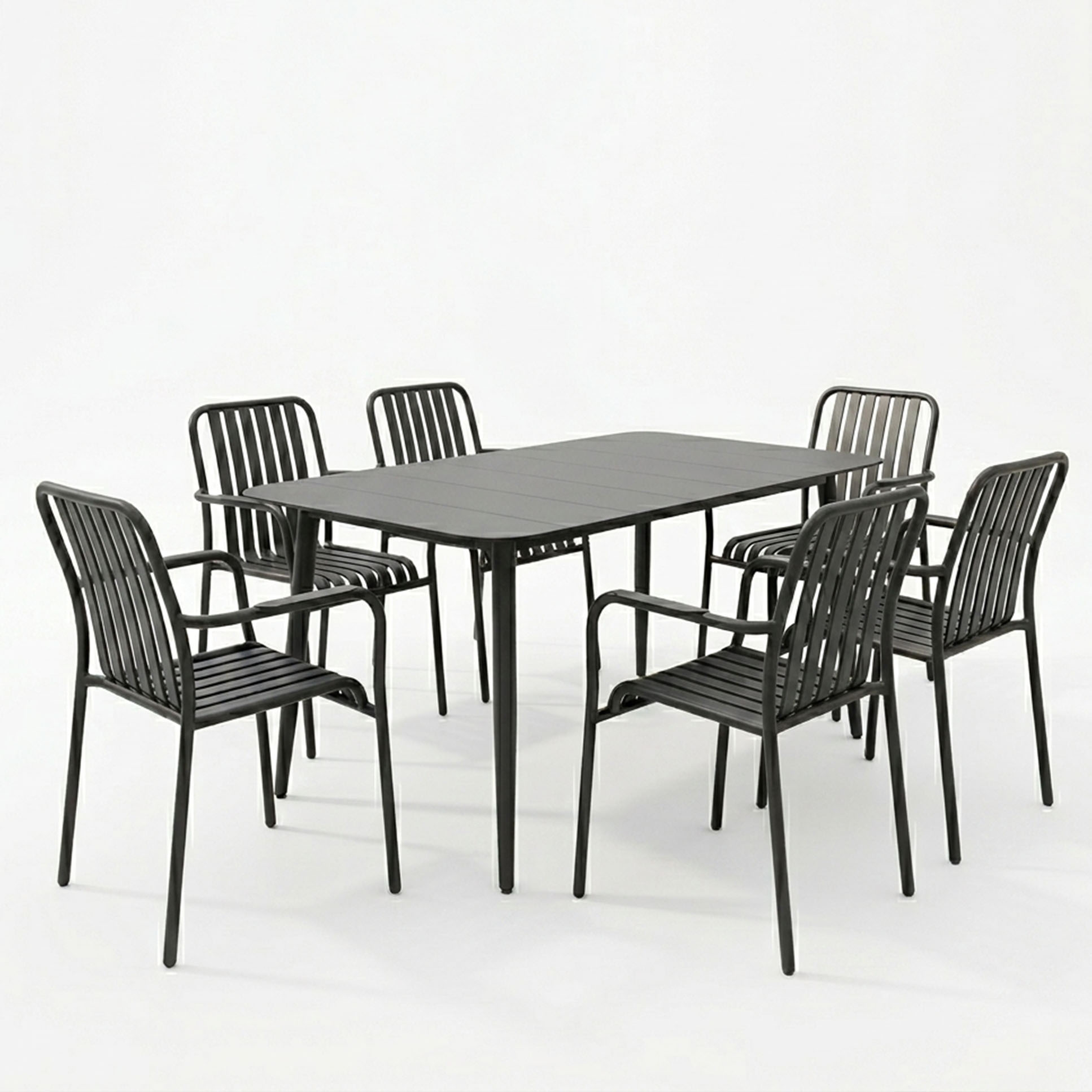 Τραπεζαρία Heven Vista pakoworld σετ 7τεμ μαύρο αλουμίνιο 120x70x72εκ