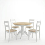 Τραπεζαρία Dallan Lars pakoworld 5τεμ λευκό rubberwood Φ100(+38)x100x75εκ