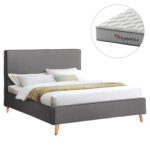 ΚΡΕΒΑΤΙ ΔΙΠΛΟ ΜΕ ΣΤΡΩΜΑ FB910769.01 ΓΚΡΙ ΥΦΑΣΜΑ--ΓΙΑ ΣΤΡΩΜΑ 160x200εκ