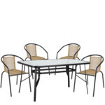 Σετ Τραπεζαρία Κήπου ArteLibre SUN Μαύρο/Φυσικό Rattan/Γυαλί/Μέταλλο Με 4 Πολυθρόνες 14990592