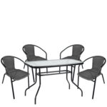 Σετ Τραπεζαρία Κήπου ArteLibre VULCAN Μαύρο/Γκρι Rattan/Γυαλί/Μέταλλο Με 4 Πολυθρόνες 14990542