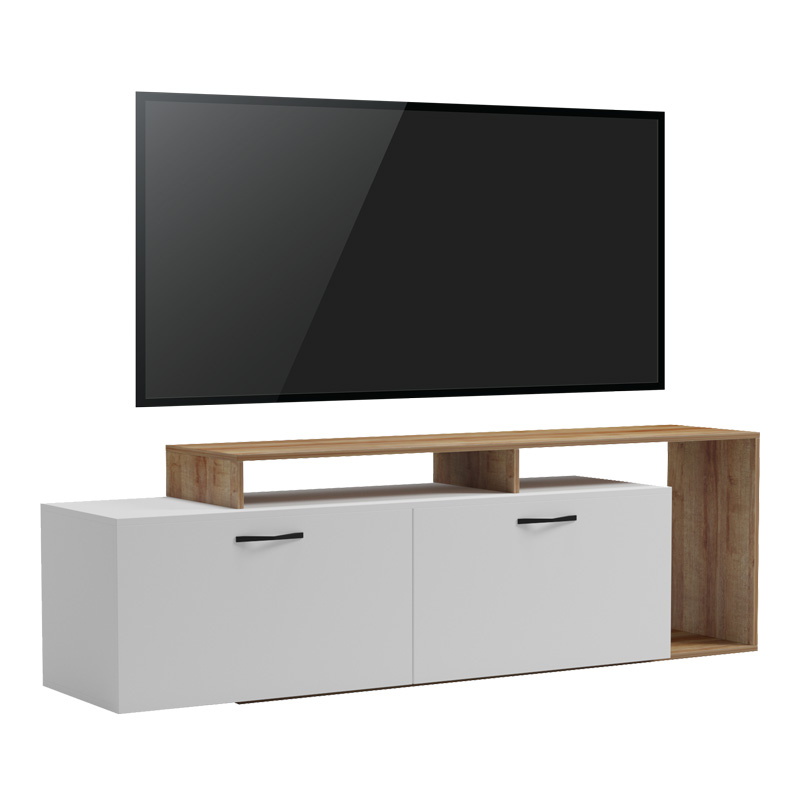 Έπιπλο τηλεόρασης Tobler pakoworld σε oak- λευκή απόχρωση 170x40x53εκ