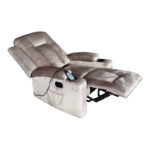 Πολυθρόνα relax με μηχανισμό massage Gessel pakoworld βελούδο σε γκρι απόχρωση 80x90x98εκ
