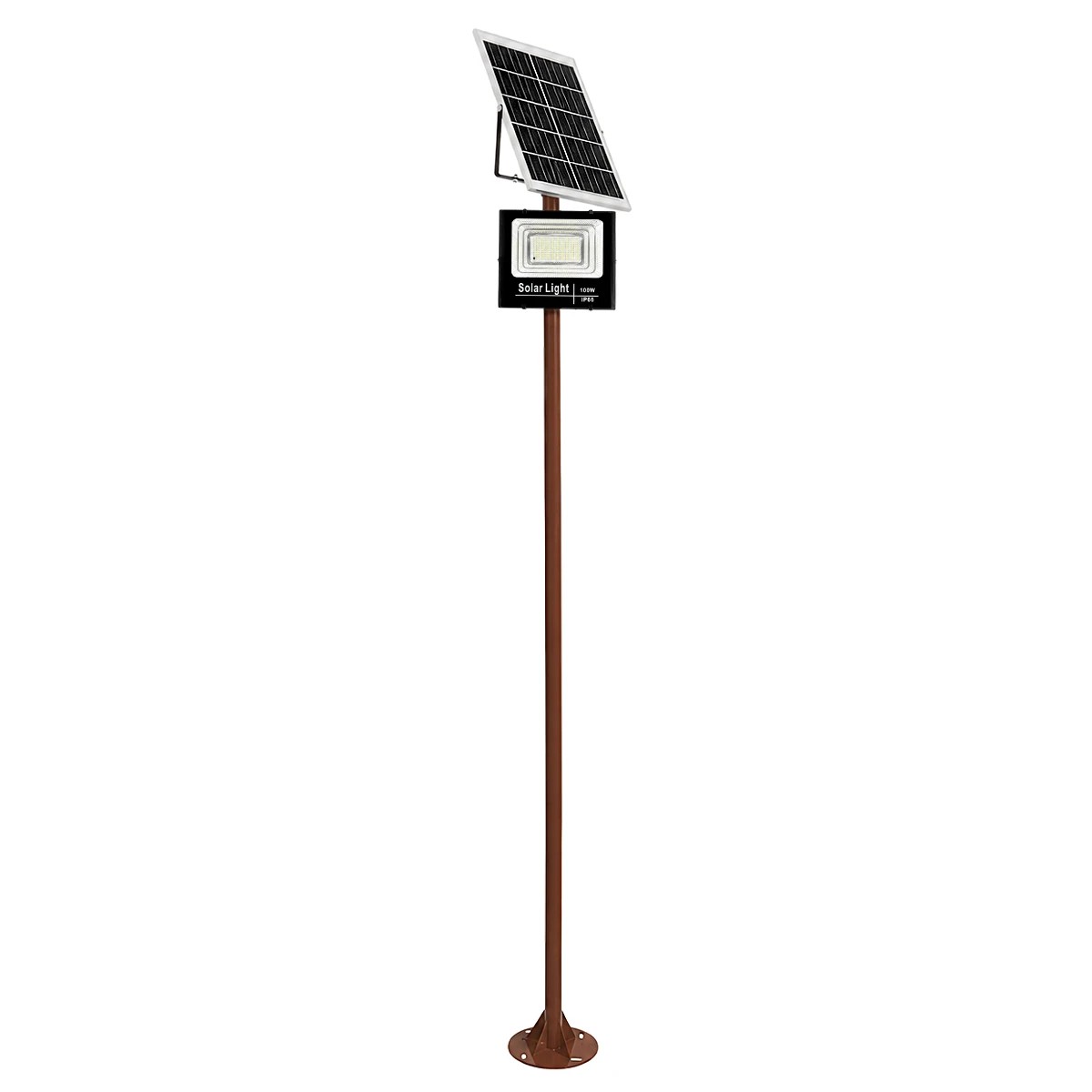 GLOBOSTAR® HELIOS-280 GLB-000-0005 Μεταλλικός Γαλβανισμένος Στύλος Φωτισμού για Φωτοβολταϊκό Προβολέα Εξωτερικού Χώρου - RAL 8004 Corten Καφε Ματ - Μ35 × Π25 × Υ280cm
