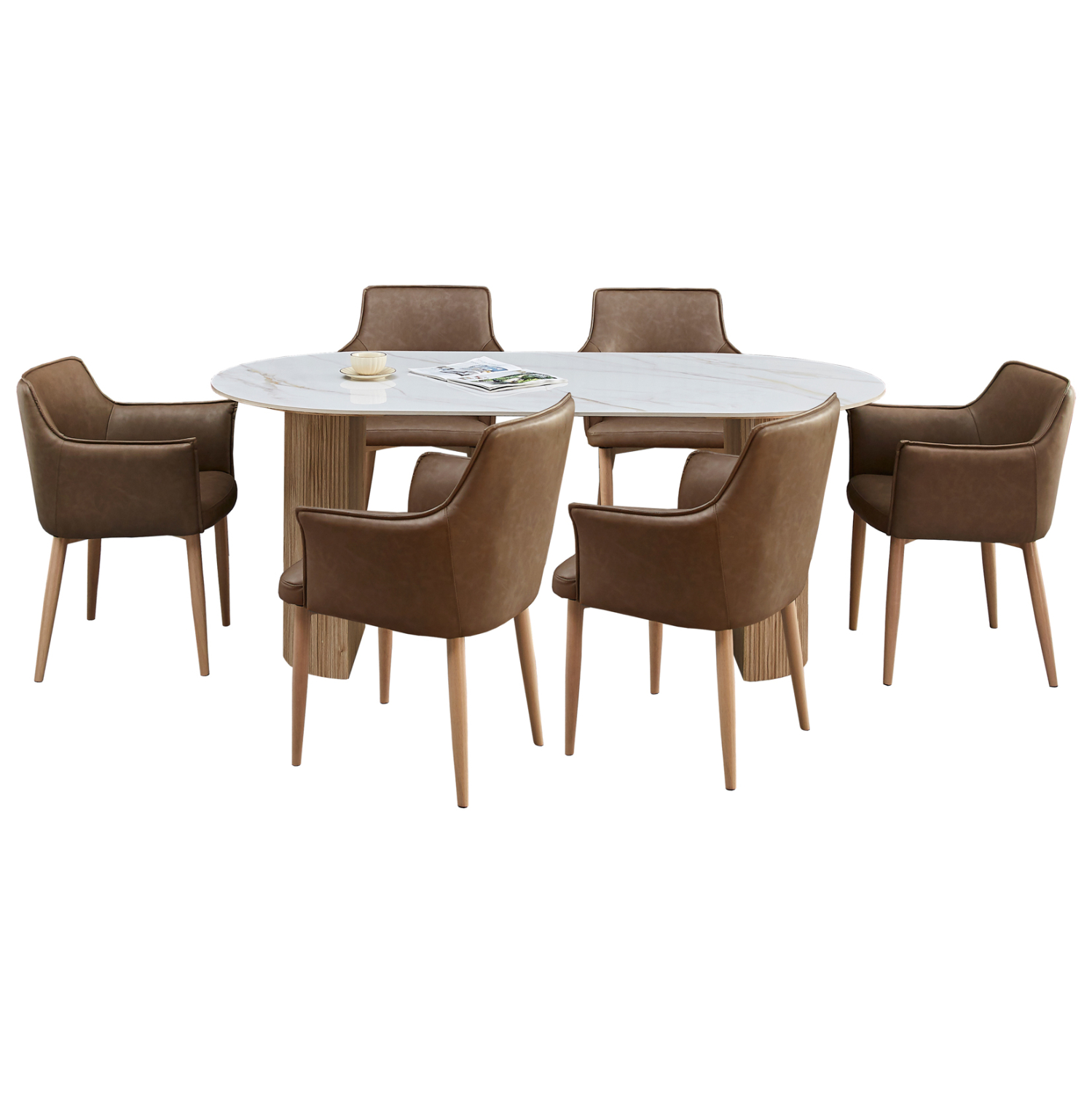 ΣΕΤ ΤΡΑΠΕΖΑΡΙΑΣ 7ΤΜΧ FB921361 ΚΕΡΑΜΙΚΟ TOP/MDF ΠΟΔΙΑ--PU ΚΑΦΕ/ΜΕΤΑΛ.ΠΟΔΙΑ