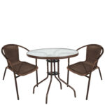 Σετ Τραπεζαρία Κήπου ArteLibre EARTH Καφέ Rattan/Γυαλί/Μέταλλο Με 2 Πολυθρόνες 14990527