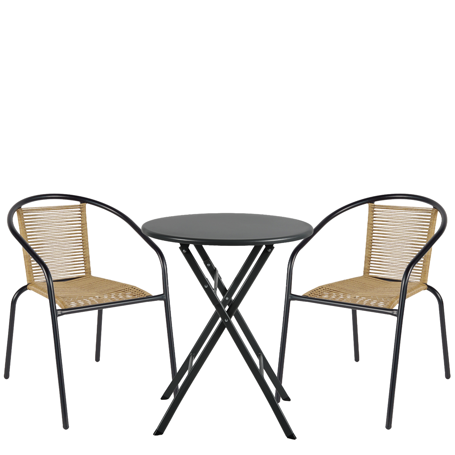 Σετ Τραπεζαρία Κήπου ArteLibre NOVA Μαύρο/Φυσικό Rattan/Μέταλλο Με 2 Πολυθρόνες 14990522