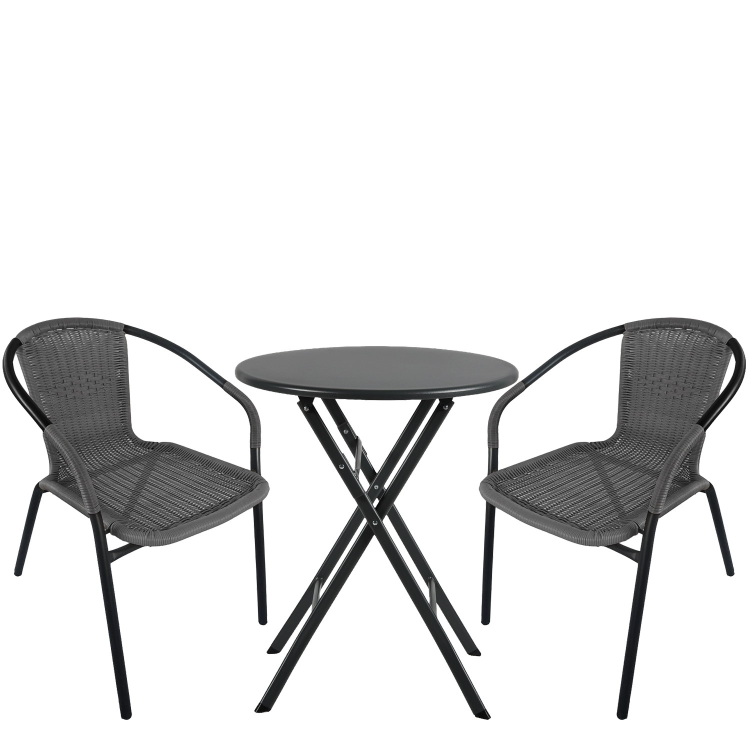 Σετ Τραπεζαρία Κήπου ArteLibre NOVA Μαύρο/Γκρι Rattan/Μέταλλο Με 2 Πολυθρόνες 14990500