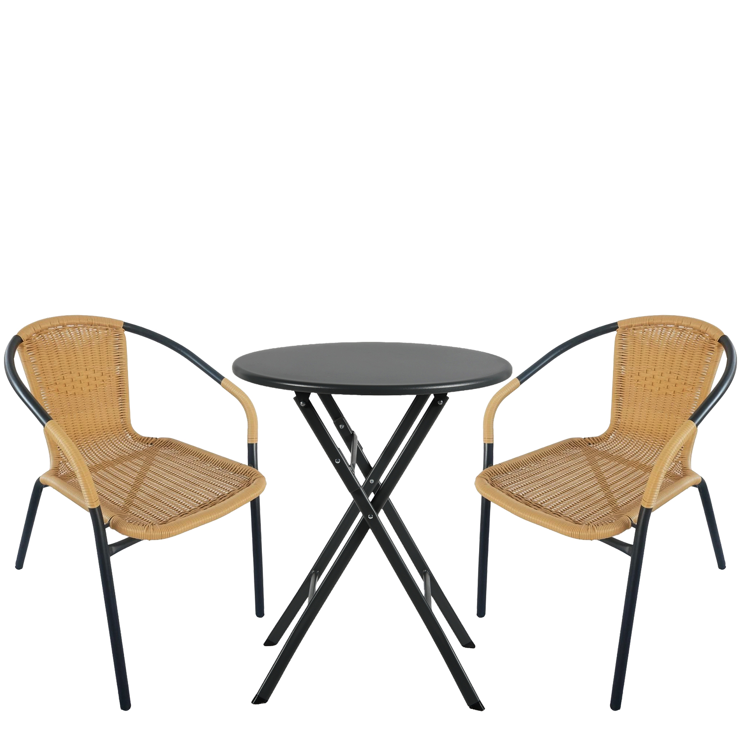 Σετ Τραπεζαρία Κήπου ArteLibre NOVA Μαύρο/Μπεζ Rattan/Μέταλλο Με 2 Πολυθρόνες 14990492