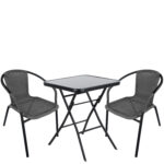 Σετ Τραπεζαρία Κήπου ArteLibre TAURUS Μαύρο/Γκρι Rattan/Γυαλί/Μέταλλο Με 2 Πολυθρόνες 14990496