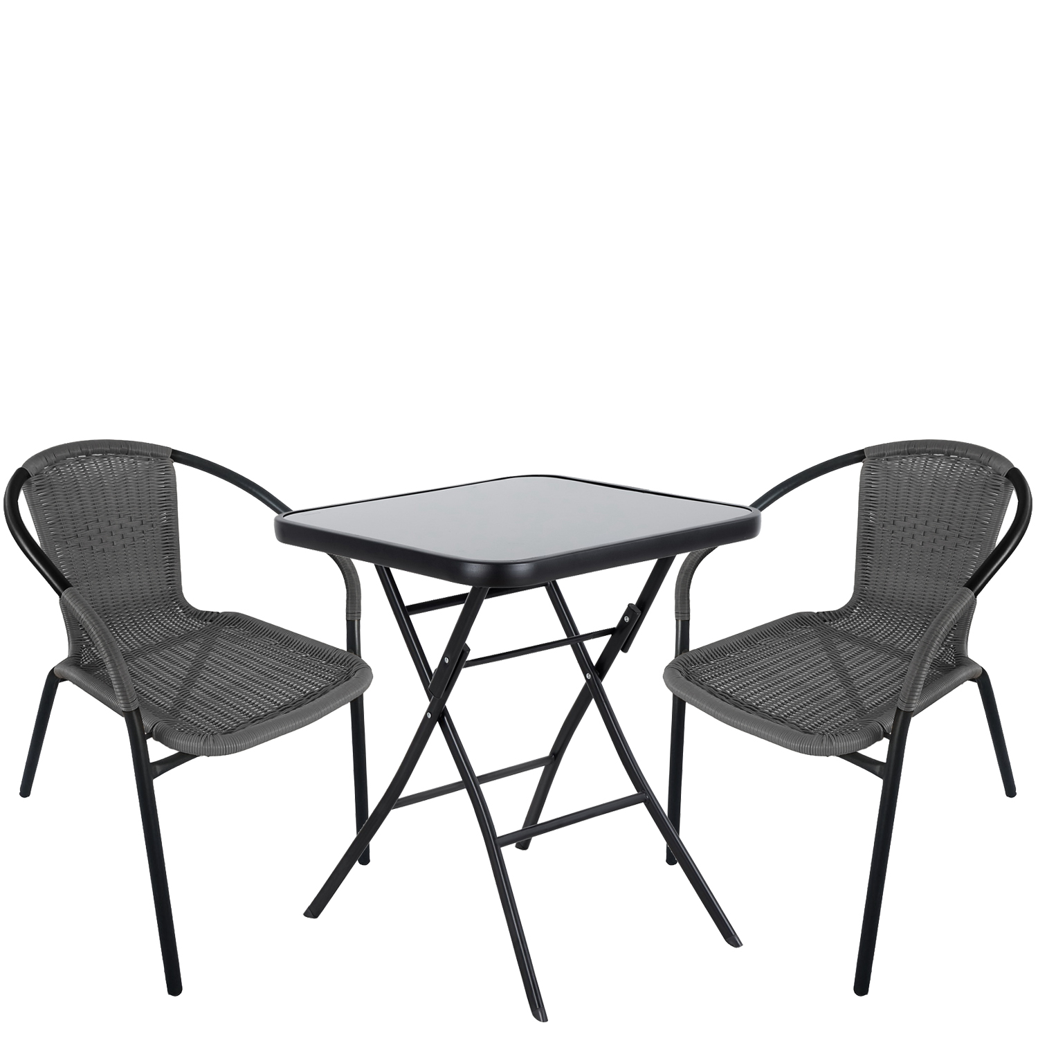Σετ Τραπεζαρία Κήπου ArteLibre TAURUS Μαύρο/Γκρι Rattan/Γυαλί/Μέταλλο Με 2 Πολυθρόνες 14990496