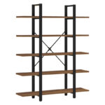 Βιβλιοθήκη Esthon pakoworld καρυδί-μαύρο μέταλλο 120x32x184εκ