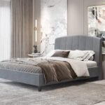 Κρεβάτι διπλό "BED5" από ύφασμα σε χρώμα ανθρακί 160x200