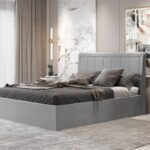 Κρεβάτι διπλό "BED10" από ύφασμα σε χρώμα ανθρακί 160x200