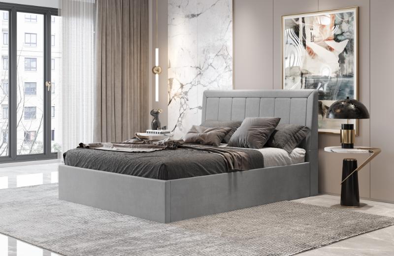 Κρεβάτι διπλό "BED10" από ύφασμα σε χρώμα ανθρακί 160x200