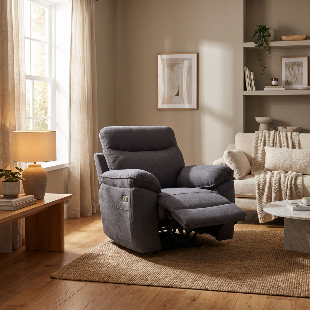 Boston πολυθρόνα Relax με ηλεκτρική ανάκλιση 101x100x102εκ. Γκρι Σκούρο ύφασμα