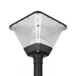 GLOBOSTAR® TOPIS GLB-103-0021 Φωτιστικό Κεφαλής Post Top Πλατείας/Πάρκου/Κήπου LED 50W 4500lm 360° AC 220-240V Αδιάβροχο IP65 Θερμό Λευκό 2700K - Sanan SMD Chip - Μαύρο Ματ - Μ45 x Π45 x Υ40cm - 3 Χρόνια Εγγύηση