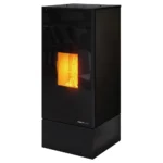 Moretti Design KUBIC 14 kW Black Steel Αερόθερμη Σόμπα Pellet με Αεραγωγούς