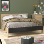 Nael κρεβάτι διπλό 150x205x80εκ. ( για στρώμα 140x200εκ. ) Rookwood Oak / Μαύρο