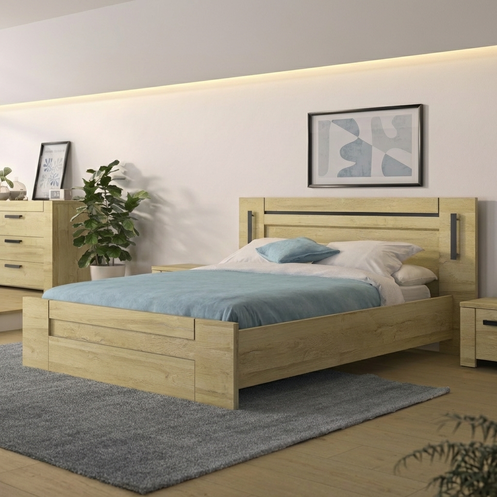Sophia Κρεβάτι διπλό 197x207εκ. ( για στρώμα 160x200εκ. ) Golden Oak