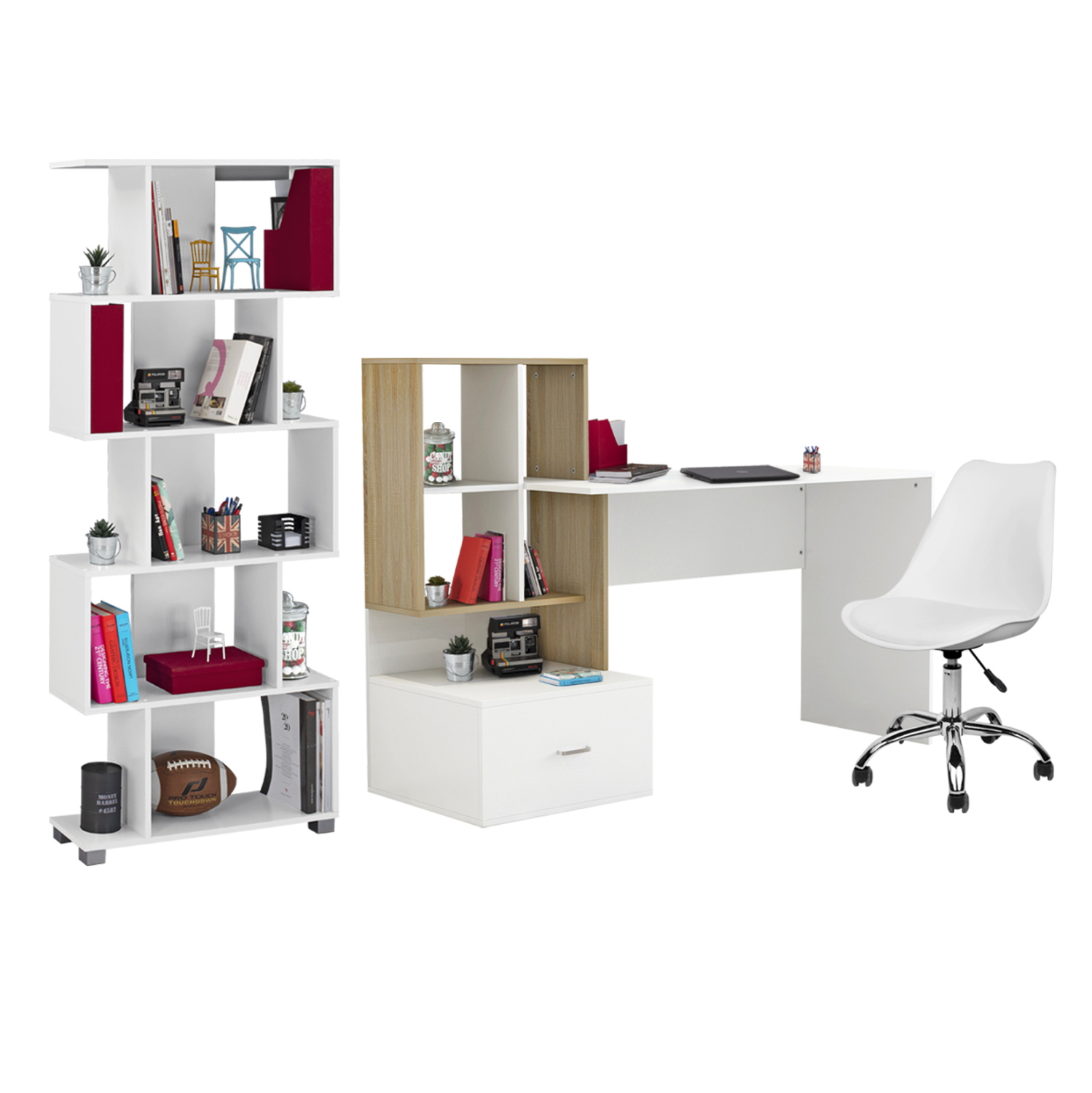 ΦΟΙΤΗΤΙΚΟ ΣΕΤ 3ΤΜΧ FB911205 ΓΡΑΦΕΙΟ-ΒΙΒΛΙΟΘΗΚΗ-ΚΑΡΕΚΛΑ--ΛΕΥΚΟ
