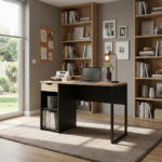Function Plus γραφείο με ραφι και συρτάρι 130x48,4x76,5εκ. Jackson Hickory / Μαύρο