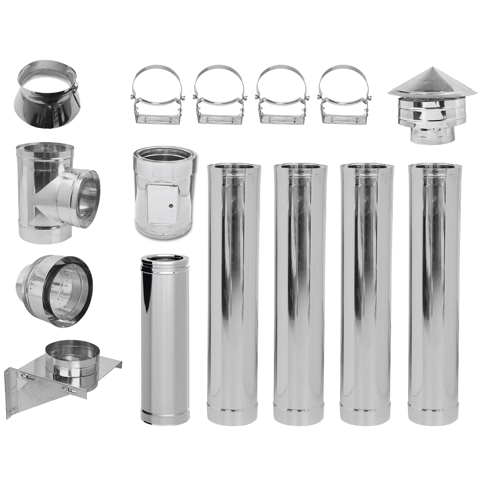 Κιτ καπναγωγών διπλού τοιχώματος INOX AISI 304 Ф130 (Εσωτερική διάμετρος), 5.7m
