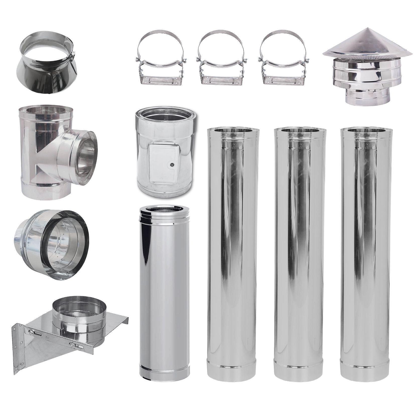 Κιτ καπναγωγών διπλού τοιχώματος INOX AISI 304 Ф130 (Εσωτερική διάμετρος), 4.7m