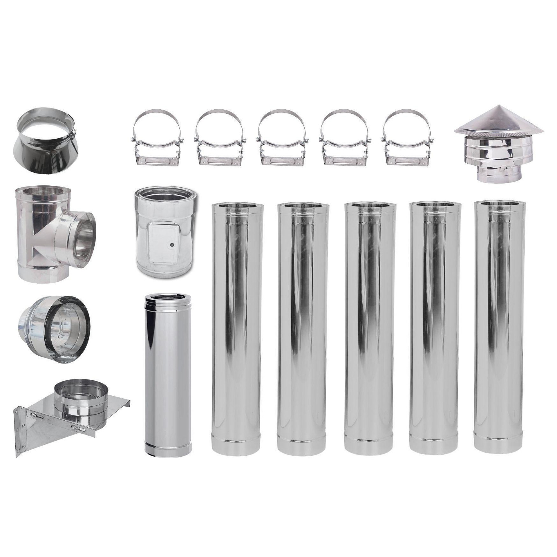 Κιτ καπναγωγών διπλού τοιχώματος INOX AISI 304 Ф150 (Εσωτερική διάμετρος), 6.7m