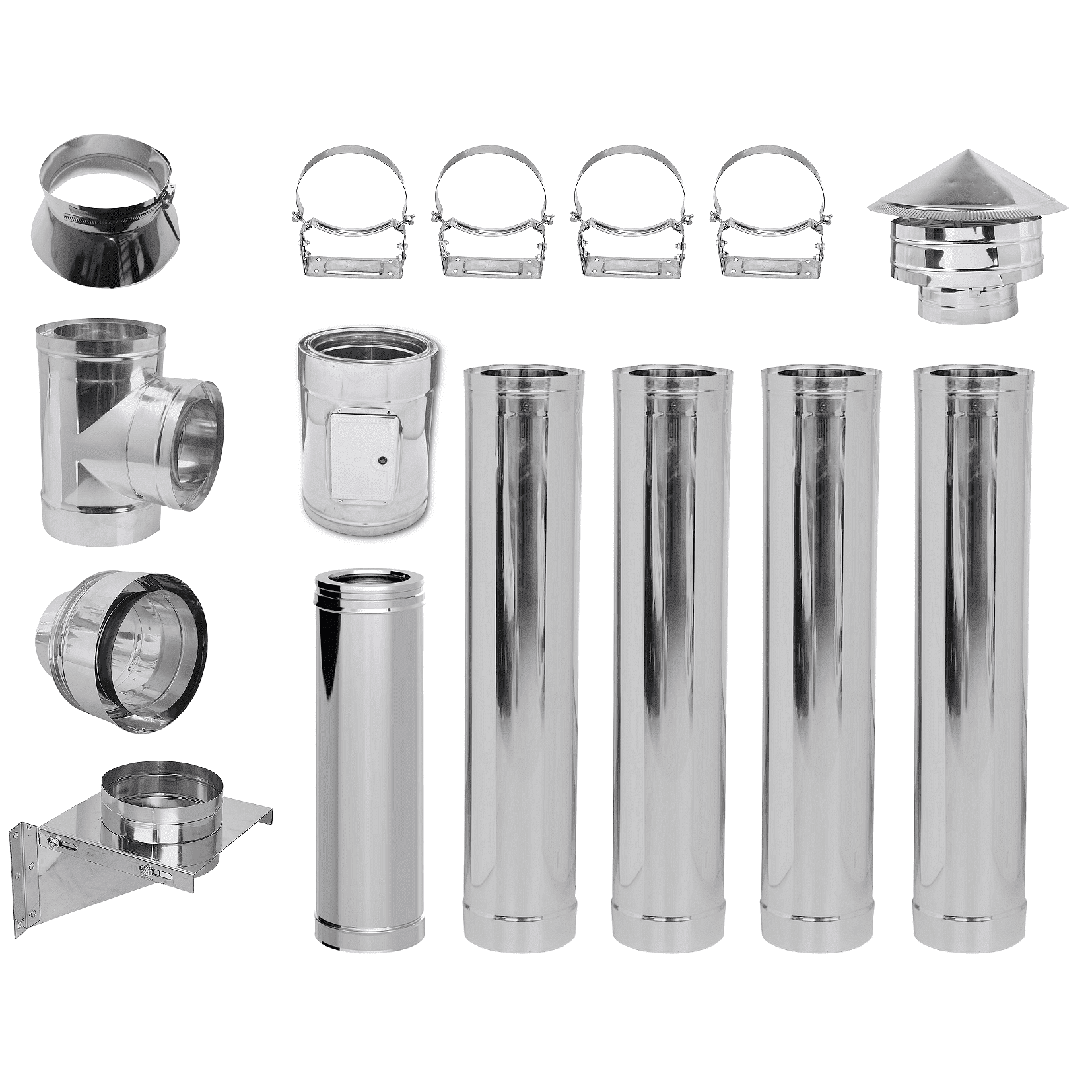 Κιτ καπναγωγών διπλού τοιχώματος INOX AISI 304 Ф150 (Εσωτερική διάμετρος), 5.7m