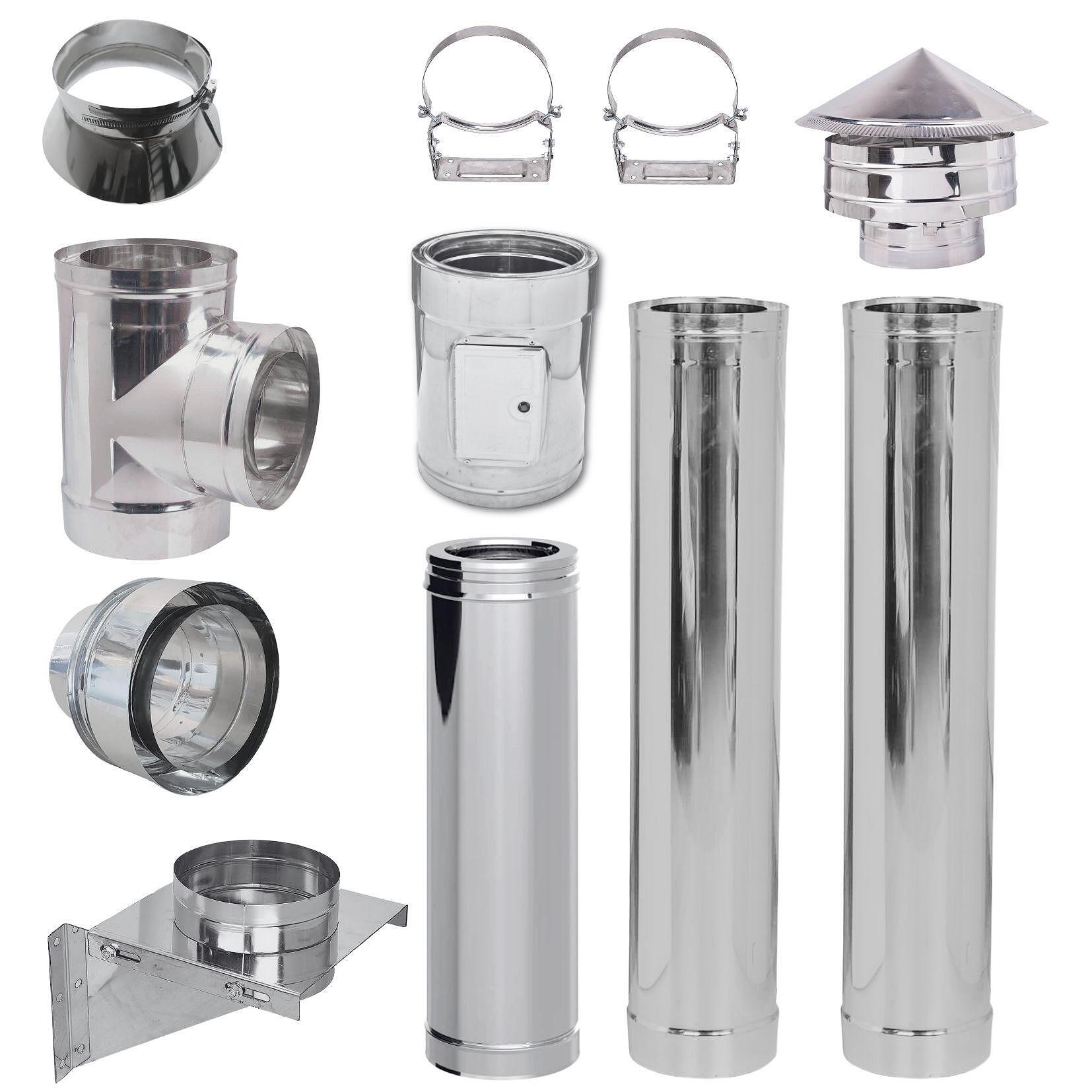 Κιτ καπναγωγών διπλού τοιχώματος INOX AISI 304 Ф180 (Εσωτερική διάμετρος), 3.7m-11.7m