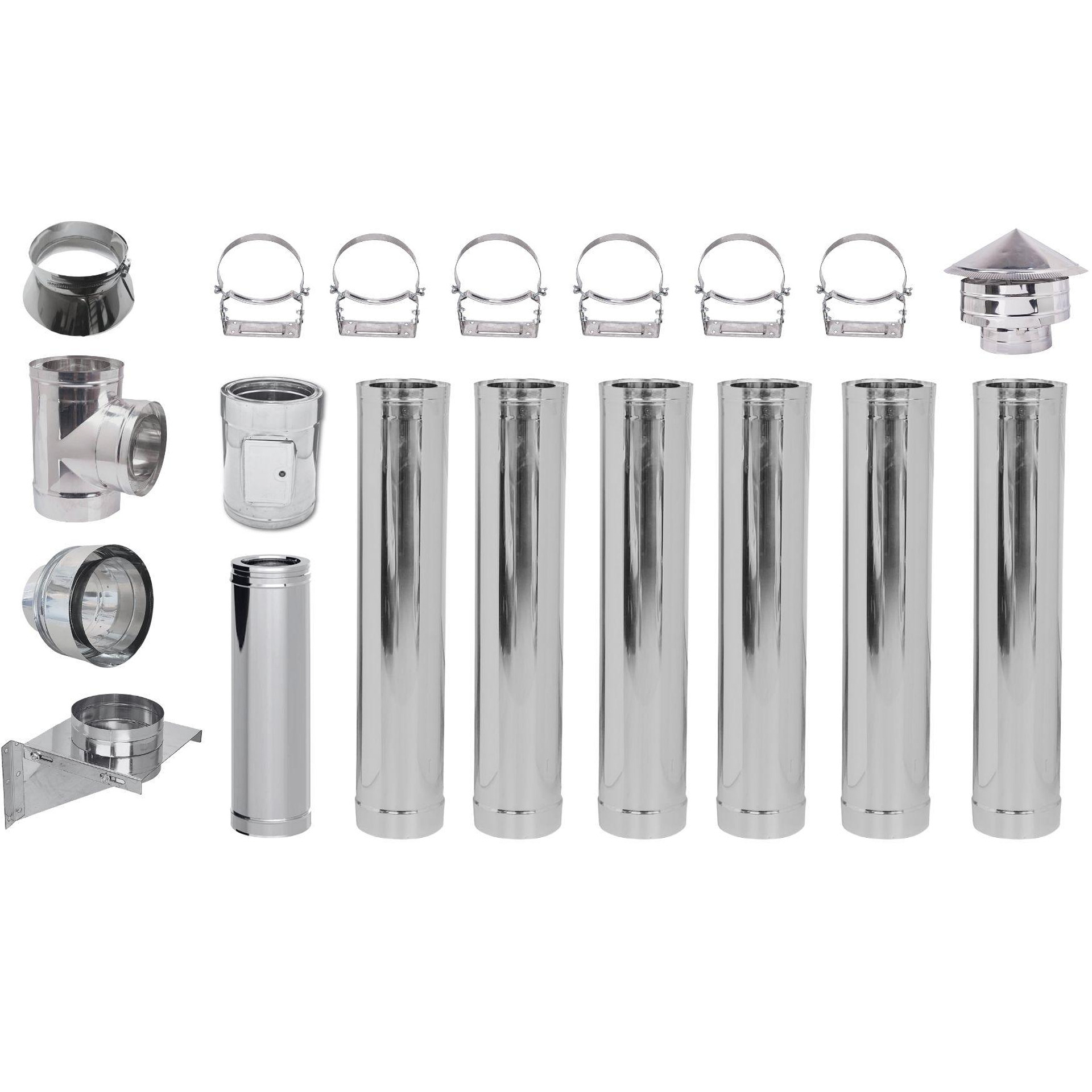 Κιτ καπναγωγών διπλού τοιχώματος INOX AISI 304 Ф180 (Εσωτερική διάμετρος), 7.7m