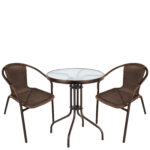 Σετ Τραπεζαρία Κήπου ArteLibre EARTH Καφέ Rattan/Γυαλί/Μέταλλο Με 2 Πολυθρόνες 14990524