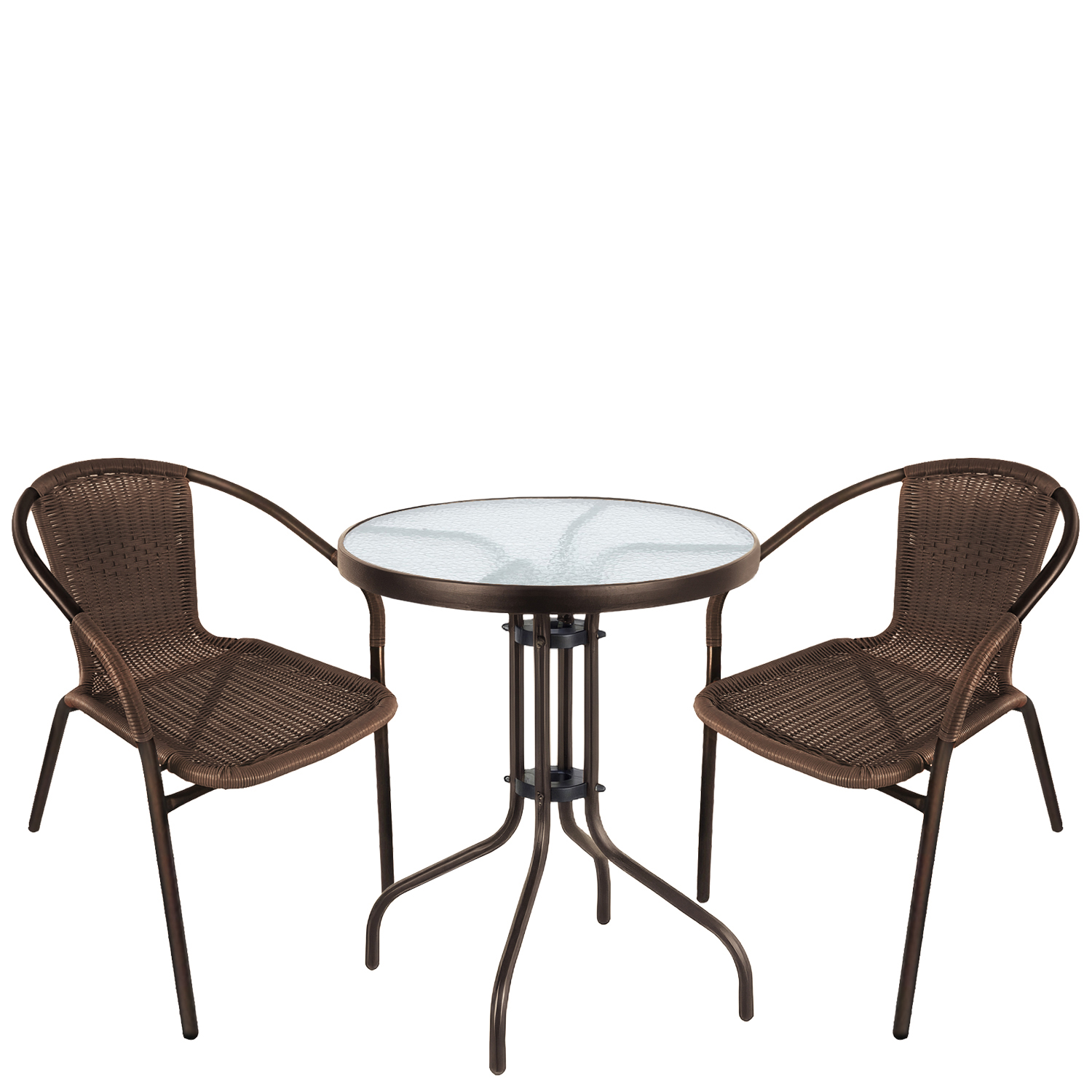 Σετ Τραπεζαρία Κήπου ArteLibre EARTH Καφέ Rattan/Γυαλί/Μέταλλο Με 2 Πολυθρόνες 14990524
