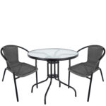 Σετ Τραπεζαρία Κήπου ArteLibre EARTH Μαύρο/Γκρι Rattan/Γυαλί/Μέταλλο Με 2 Πολυθρόνες 14990497