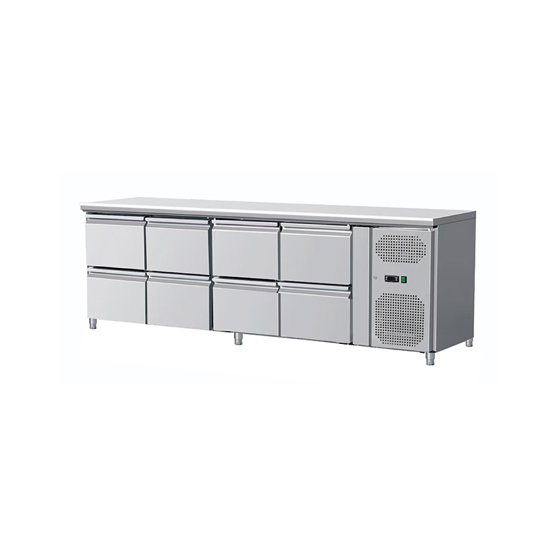 Πάγκος Ψυγείο Συντήρησης 223x70x65cm με 4 διπλές συρταριέρες