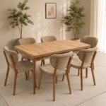 Σετ Τραπεζαρίας 7 τεμαχίων , Walnut , 132-170/80/73εκ., All4home
