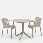 Τραπεζαρία Zoi Groovy pakoworld σετ 3τεμ cappuccino PP 80x80x74εκ