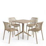 Τραπεζαρία Zoi Groovy pakoworld σετ 5τεμ cappuccino PP 80x80x74εκ