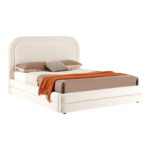Κρεβάτι διπλό Arlia pakoworld χώρο μπεζ ύφασμα 160x200εκ