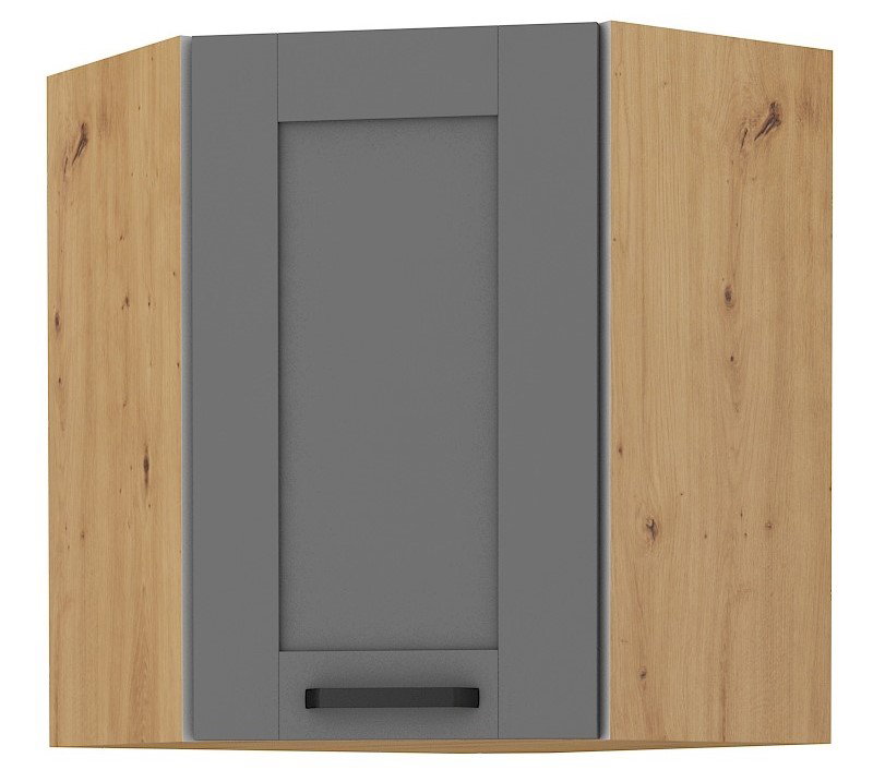 Κρεμαστό ντουλάπι γωνιακό Nelor 60x60 GN 72 1F-Γκρι σπέσιαλ - Φυσικό